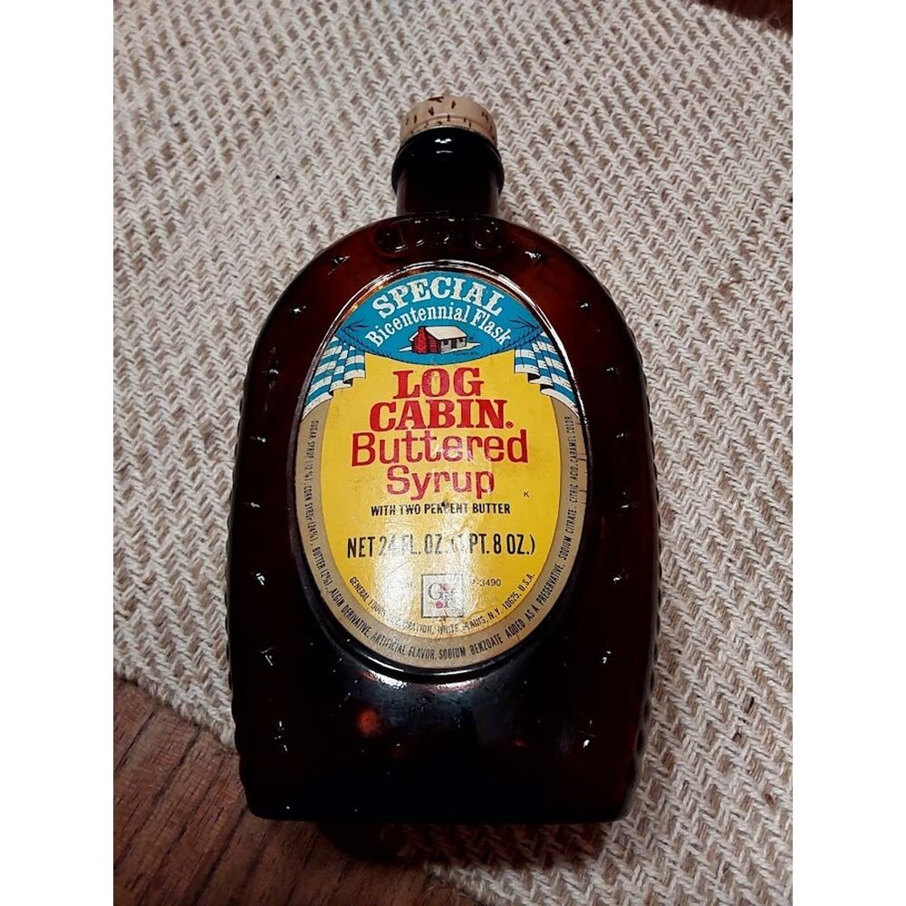 Vintage 1776 Log Cabin Syrup Amber Brown Special Bicentennial Collector’s Bottle
